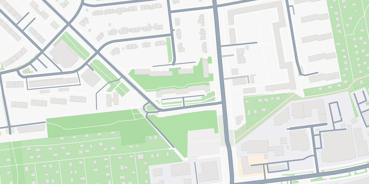 Karte mit Straßen und Grünflächen